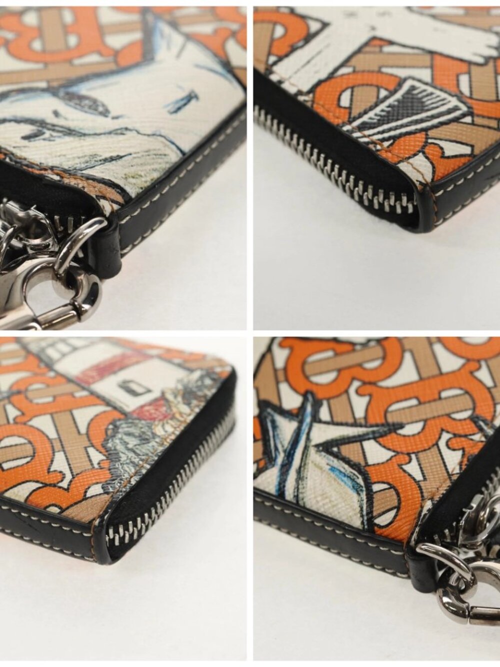 BURBERRY Coin Purse Neck Pouch PVC Beige Silve - Picture 14 of 16